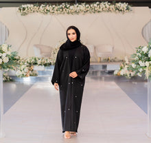 Load image into Gallery viewer, 3 PIECE OPEN CRYSTAL ABAYA | BLACK |