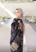 Load image into Gallery viewer, FLORAL PRINTED 4 PIECE ABAYA | TAUPE/BLACK |
