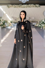 Load image into Gallery viewer, | LUXE | BLACK STRUCTURED CRYSTAL COLLAR MOTIF CAPE