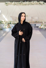 Load image into Gallery viewer, BEADED ROSE ABAYA | BLACK |
