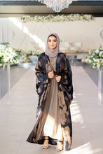 Load image into Gallery viewer, FLORAL PRINTED 4 PIECE ABAYA | TAUPE/BLACK |