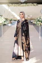 Load image into Gallery viewer, FLORAL PRINTED 4 PIECE ABAYA | TAUPE/BLACK |