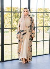 Load image into Gallery viewer, FLORAL PRINTED 4 PIECE ABAYA | GREEN/BEIGE |