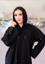 Load image into Gallery viewer, BEADED ROSE ABAYA | BLACK |