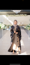 Load image into Gallery viewer, FLORAL PRINTED 4 PIECE ABAYA | TAUPE/BLACK |