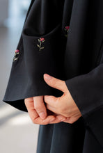 Load image into Gallery viewer, BEADED ROSE ABAYA | BLACK |