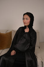 Load image into Gallery viewer, CRYSTAL COLLAR ORGANZA 4 PIECE ABAYA | BLACK |