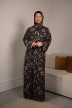Load image into Gallery viewer, | STRAIGHT CUT FLORAL ABAYA WITH MATCHING SCARF |