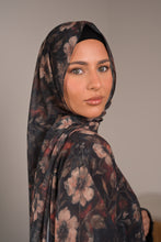 Load image into Gallery viewer, | STRAIGHT CUT FLORAL ABAYA WITH MATCHING SCARF |