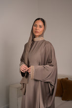 Load image into Gallery viewer, | CLOSED CRYSTAL NECK BATWING ABAYA | TAUPE |