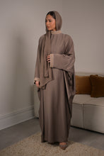 Load image into Gallery viewer, | CLOSED CRYSTAL NECK BATWING ABAYA | TAUPE |