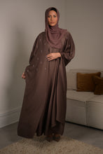 Load image into Gallery viewer, EMBELLISHED CAPE 3 PIECE ABAYA | CHOCOLATE |