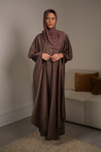 Load image into Gallery viewer, EMBELLISHED CAPE 3 PIECE ABAYA | CHOCOLATE |