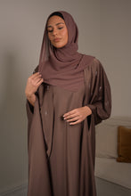 Load image into Gallery viewer, EMBELLISHED CAPE 3 PIECE ABAYA | CHOCOLATE |