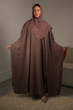 Load image into Gallery viewer, EMBELLISHED CAPE 3 PIECE ABAYA | CHOCOLATE |