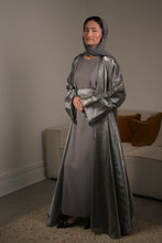 Load image into Gallery viewer, FLARED SLEEVE ORGANZA 4 PIECE ABAYA | SILVER |