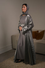 Load image into Gallery viewer, FLARED SLEEVE ORGANZA 4 PIECE ABAYA | SILVER |