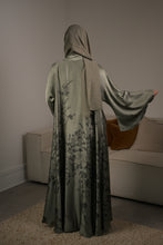 Load image into Gallery viewer, SATIN FLORAL UMBRELLA ABAYA | GREEN |