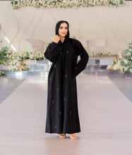 Load image into Gallery viewer, BEADED ROSE ABAYA | BLACK |