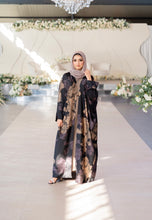 Load image into Gallery viewer, FLORAL PRINTED 4 PIECE ABAYA | TAUPE/BLACK |