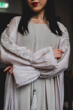 Load image into Gallery viewer, CRYSTAL SLEEVE SATIN ORGANZA 4 PIECE ABAYA | CHAMPAGNE |