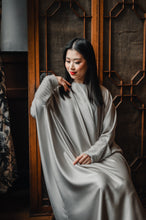 Load image into Gallery viewer, LUXURY HEAVY CRYSTAL CUFF OPEN CAPE ABAYA | MINT SILVER |