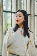 Load image into Gallery viewer, | BRIDAL | PEARL CREAM CAPE WITH MATCHING PLISSE BELL SLEEVE DRESS