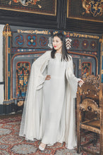 Load image into Gallery viewer, | BRIDAL | PEARL CREAM CAPE WITH MATCHING PLISSE BELL SLEEVE DRESS