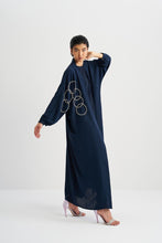 Load image into Gallery viewer, EMBELLISHED OPEN ABAYA WITH CUFF SLEEVE | BLUE |