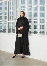 Load image into Gallery viewer, DOUBLE LAYER OPEN ABAYA | BLACK |