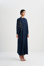 Load image into Gallery viewer, EMBELLISHED OPEN ABAYA WITH CUFF SLEEVE | BLUE |