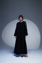 Load image into Gallery viewer, STRAIGHT ZIPPED ABAYA WITH EMBELLISHED SHOULDERS