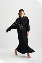Load image into Gallery viewer, EMBELLISHED OPEN ABAYA WITH CUFF SLEEVE | BLACK |