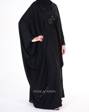 Load image into Gallery viewer, DRAPED SEQUIN ABAYA | BLACK |