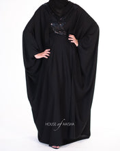 Load image into Gallery viewer, DRAPED SEQUIN ABAYA | BLACK |