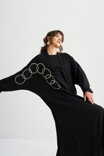Load image into Gallery viewer, EMBELLISHED OPEN ABAYA WITH CUFF SLEEVE | BLACK |
