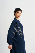 Load image into Gallery viewer, EMBELLISHED OPEN ABAYA WITH CUFF SLEEVE | BLUE |