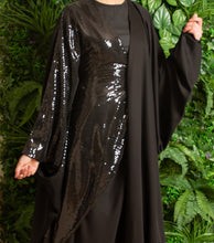 Load image into Gallery viewer, DRAPED SEQUIN ABAYA | BLACK |
