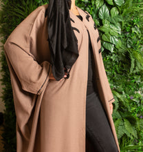 Load image into Gallery viewer, | WARM NUDE BATWING ABAYA WITH BLACK EMBELLISHMENT |