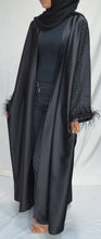 Load image into Gallery viewer, OPEN FEATHER DETAIL NADA ABAYA | BLACK |