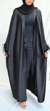 Load image into Gallery viewer, OPEN FEATHER DETAIL NADA ABAYA | BLACK |