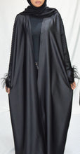 Load image into Gallery viewer, OPEN FEATHER DETAIL NADA ABAYA | BLACK |