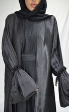 Load image into Gallery viewer, EMBELLISHED CUFF ORGANZA 3 PIECE ABAYA | BLACK |
