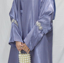 Load image into Gallery viewer, CRYSTAL CUFF ORGANZA 3 PIECE ABAYA | BLUE |