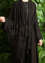 Load image into Gallery viewer, | CROCHET DETAIL OPEN ABAYA |