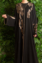 Load image into Gallery viewer, | STRAIGHT CUT ABAYA WITH GOLD EMBROIDERY |