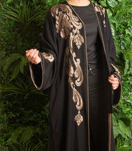 Load image into Gallery viewer, | STRAIGHT CUT ABAYA WITH GOLD EMBROIDERY |
