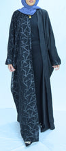Load image into Gallery viewer, HALF AND HALF EMBROIDERED OPEN ABAYA