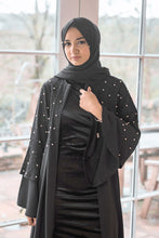 Load image into Gallery viewer, | BLACK PEARL ABAYA WITH FLARED SLEEVES | NURSING FRIENDLY |