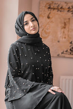 Load image into Gallery viewer, | BLACK PEARL ABAYA WITH FLARED SLEEVES | NURSING FRIENDLY |